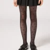 Collants Transparentes 30 Den com Losangos e Corações para Menina