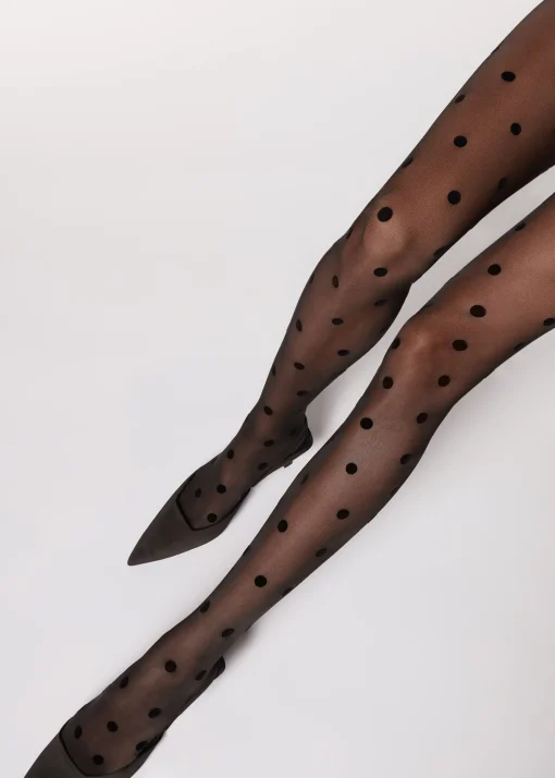 Collants Transparentes com Bolinhas em Relevo - Den 30