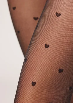 Collants Transparentes com Coraçõezinhos - Den 30