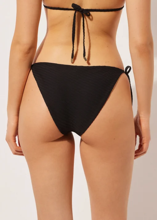 Cueca de Biquíni com Laços 3D Black Waves
