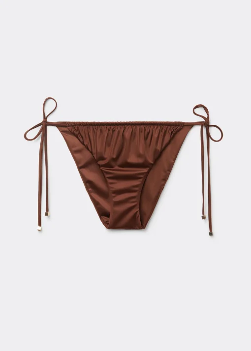 Cueca de Biquíni com Laços Shiny Satin