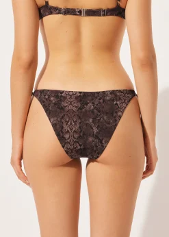 Cuecas de Biquíni com Laços Brown Snake