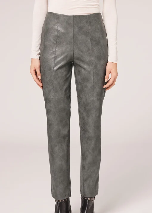 Leggings Térmicas com Efeito de Pele Brilhante Vintage