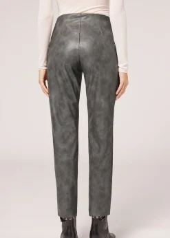 Leggings Térmicas com Efeito de Pele Brilhante Vintage