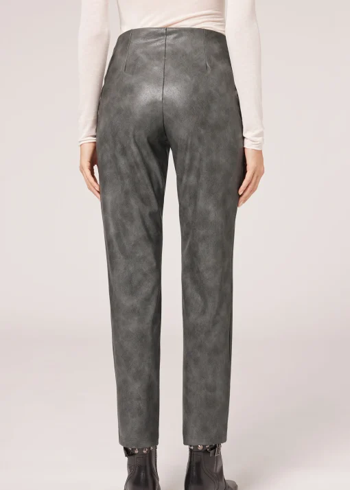 Leggings Térmicas com Efeito de Pele Brilhante Vintage