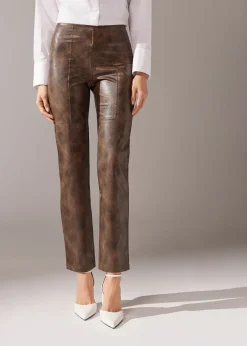Leggings Térmicas com Efeito de Pele Brilhante Vintage