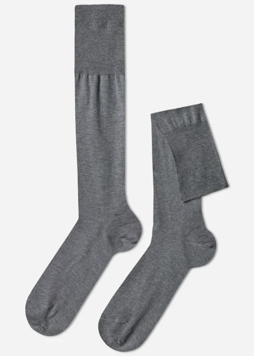 Meias longas em algodão mercerizado para homem