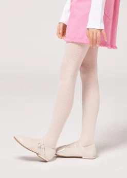 Collants de Rede 50 Den com Padrão Tracejado para Menina