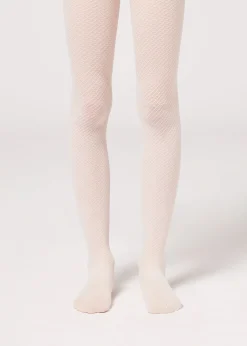 Collants de Rede 50 Den com Padrão Tracejado para Menina