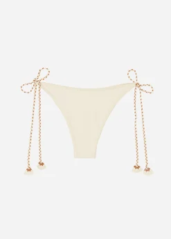 Cueca de Biquíni Brasileira com Laços Wavy Crochet