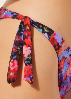 Cueca de Biquíni com Laços Blurred Flowers