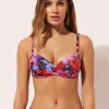 Parte de Cima de Biquíni Push-up Superalmofadada Blurred Flowers