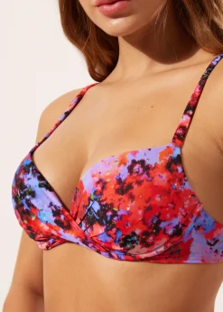 Parte de Cima de Biquíni Push-up Superalmofadada Blurred Flowers