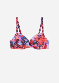 Parte de Cima de Biquíni Push-up Superalmofadada Blurred Flowers