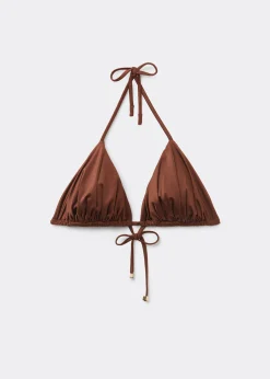 Parte de Cima de Biquíni Triângulo com Enchimento Removível Shiny Satin