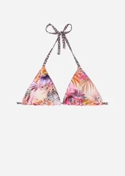 Parte de Cima de Biquíni Triângulo de Dupla Face Wild Foliage