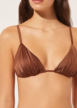 Parte de Cima de Biquíni Triângulo com Enchimento Removível Shiny Satin